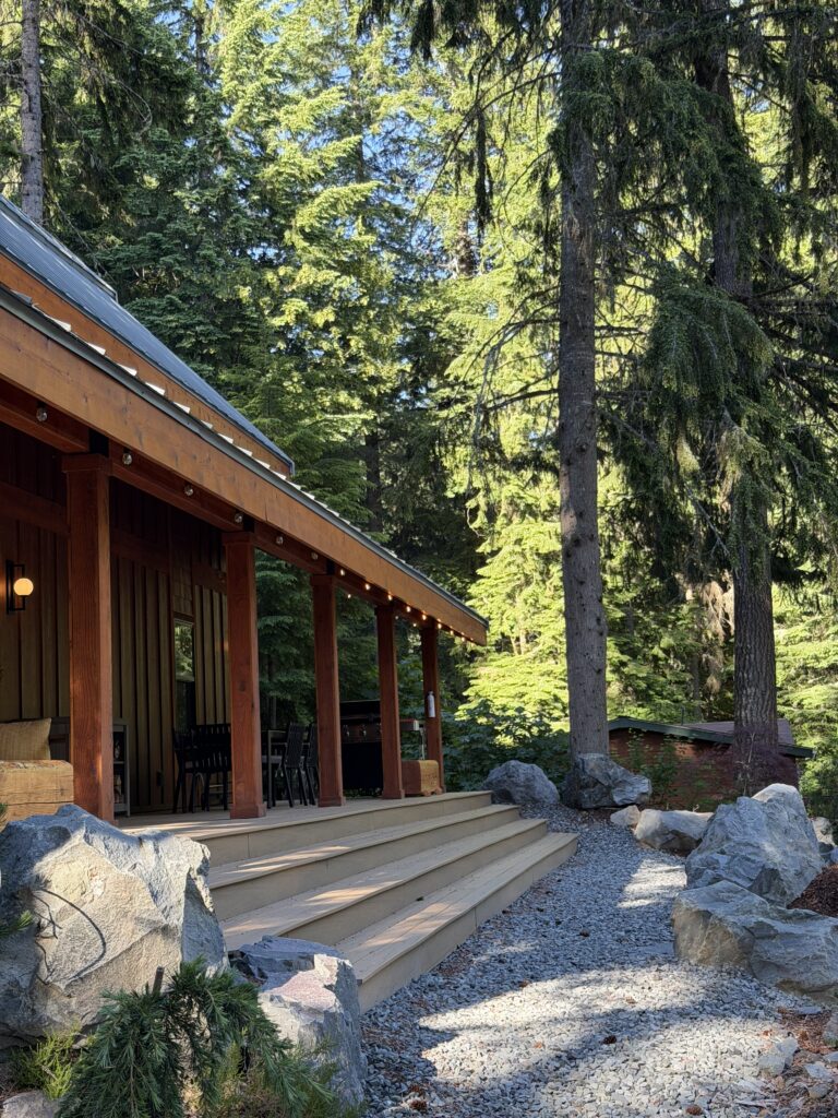 Vacation Home Rental near Rainier that has wide steps overlooking the firepit area