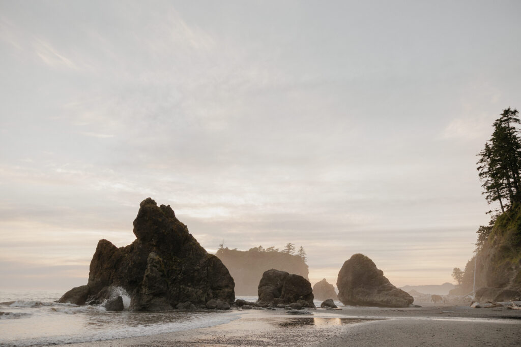 moody misty sunset at Ruby Beach