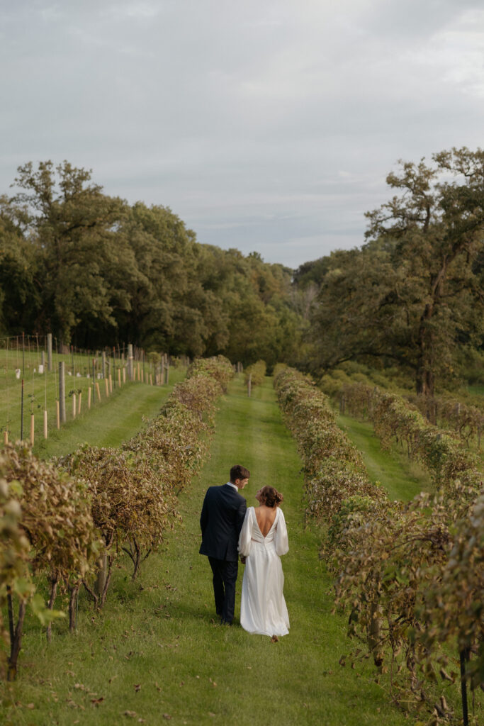 Wedding photo of a couple in a winery